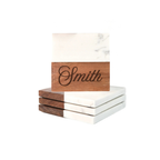 Personalized Acacia Wood & Marble Coasters