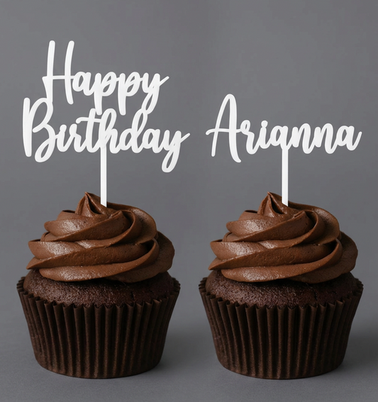 Acrylic Cupcake Toppers - Name Only  (1 Layer)