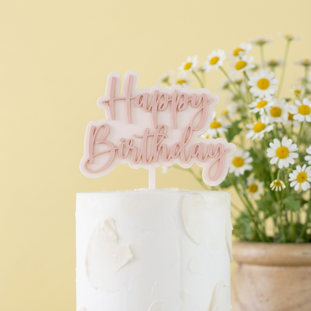 Double Layered Acrylic Cake Topper (Words Only) Main image
