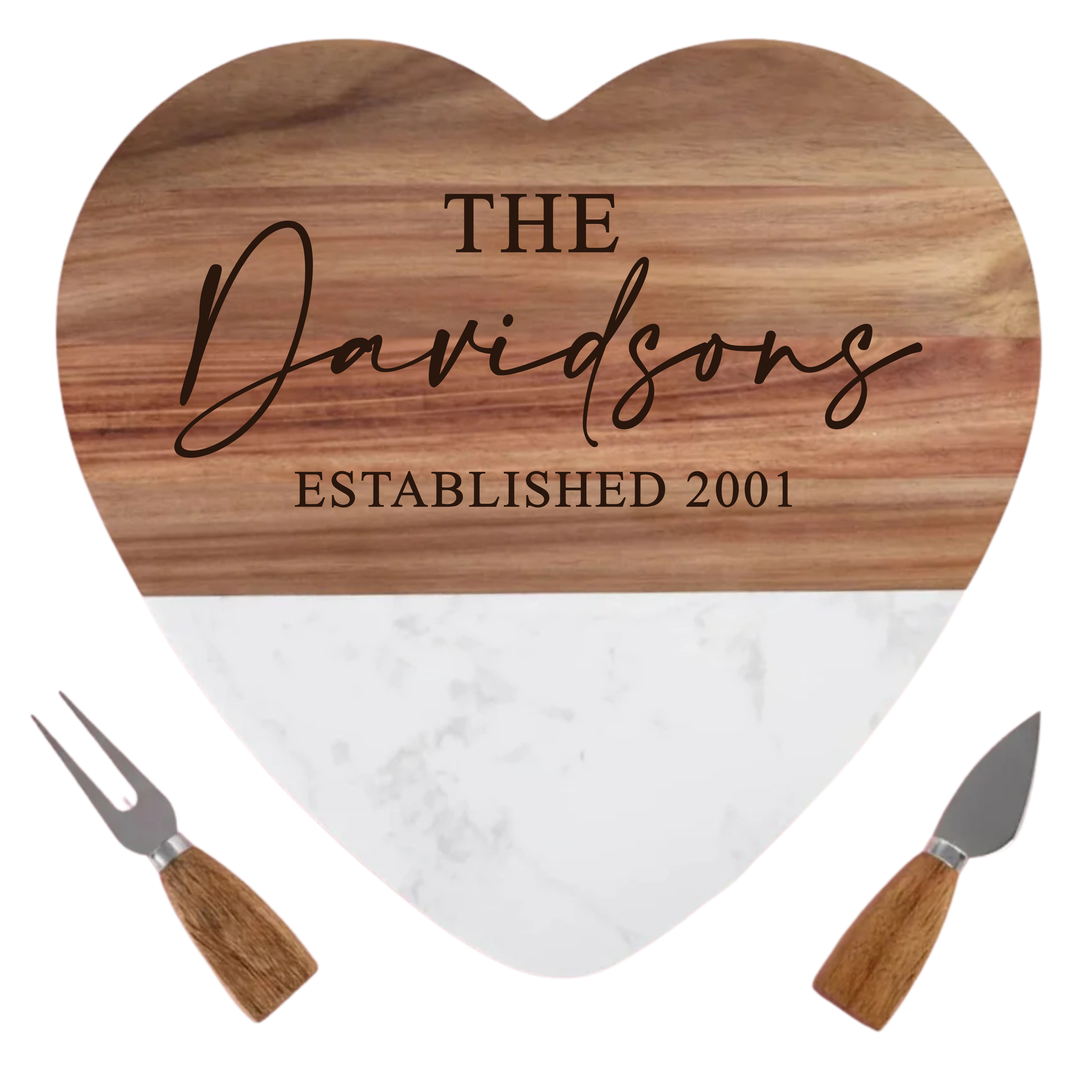 Personalized Marble Heart Shaped Serving Set