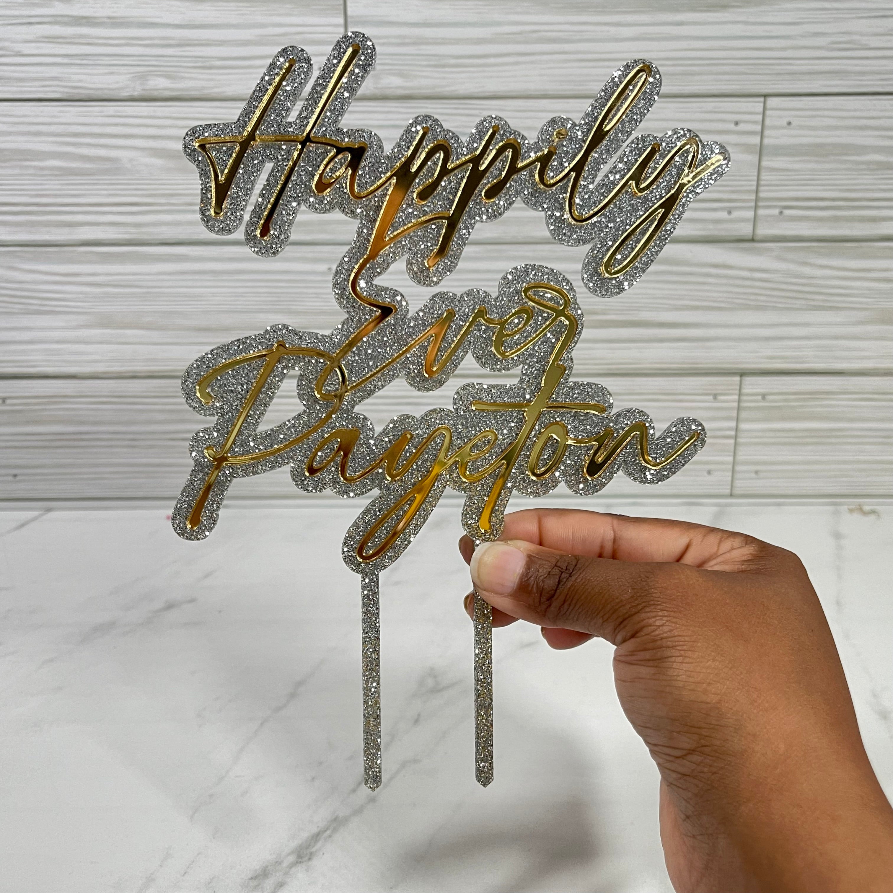 Double Layered Acrylic Cake Topper (Words Only) Secondary image