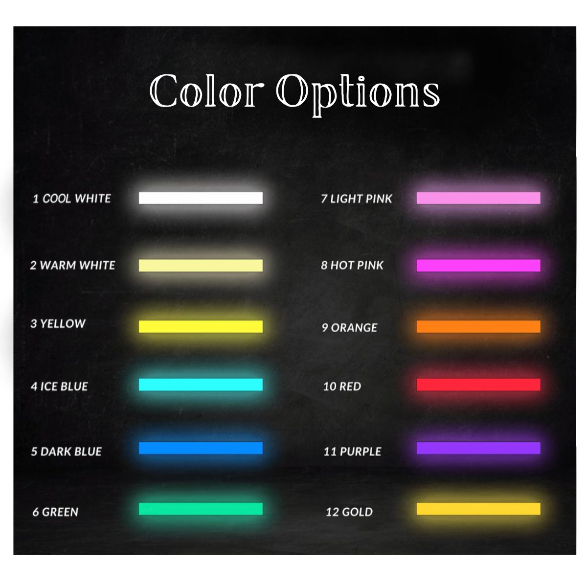Neon Color Options