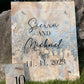 This beautiful wood sign features custom acrylic painting, layered with foil and an acrylic sign on top. 