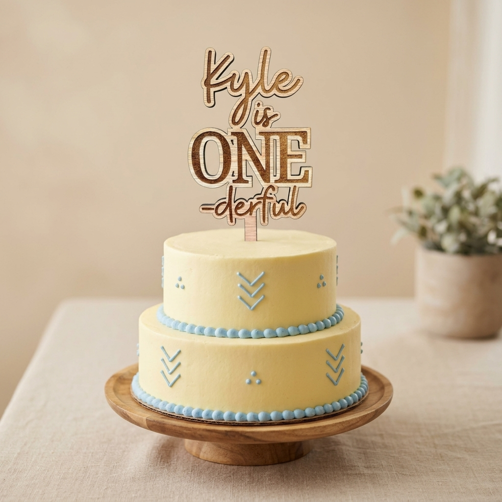 Wooden Cake Topper (Single Layer) Main image