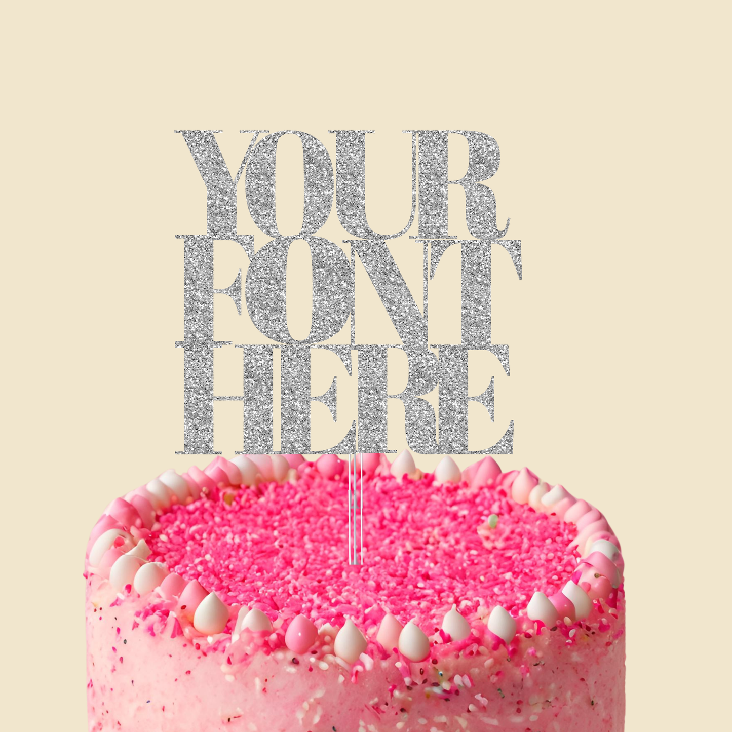 Glitter Cardstock Cake Topper - Single Layer