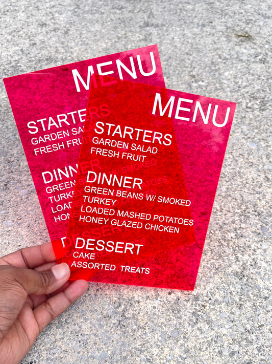 Fluorescent Party Menu